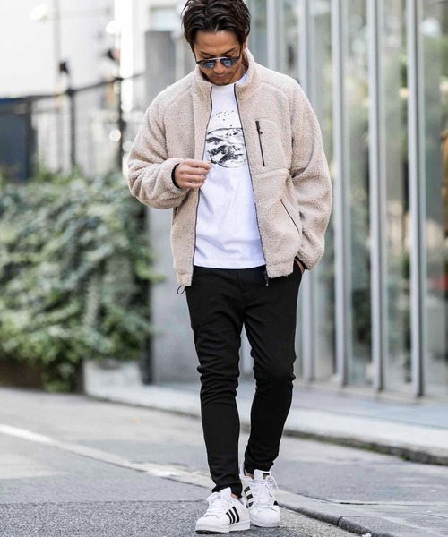 Bling Leads（ブリングリーズ）の「もこもこ ボア ジップアップ スタンドカラー ブルゾン 裏地付き（ブルゾン・メンズ・その他/キャメル/ダークグリーン/その他2/ブラック/その他1/カーキ/ライトパープル/モカ/ホワイト/ベージュ・M/L/XL）」の13枚目の写真