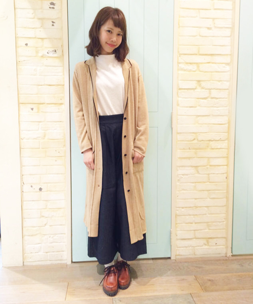Kastane（カスタネ）の「【Kastane】パイピングニットガウン（カーディガン/ボレロ・レディース・アイボリー/ネイビー/キャメル・FREE）」の3枚目の写真