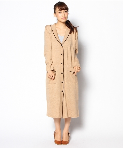 Kastane（カスタネ）の「【Kastane】パイピングニットガウン（カーディガン/ボレロ・レディース・アイボリー/ネイビー/キャメル・FREE）」の9枚目の写真