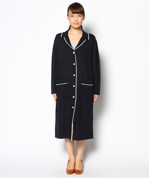 Kastane（カスタネ）の「【Kastane】パイピングニットガウン（カーディガン/ボレロ・レディース・アイボリー/ネイビー/キャメル・FREE）」の4枚目の写真