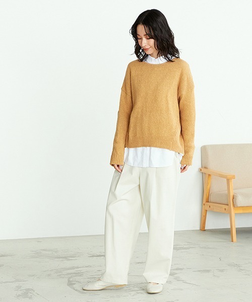 ONIGIRI(オニギリ)の「サスティナブル 春カラーニット(ニット/セーター・レディース・サックスブルー/イエロー/オレンジ/アイボリー・FREE)」の8枚目の写真