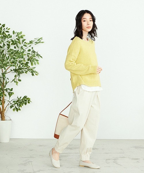 ONIGIRI(オニギリ)の「サスティナブル 春カラーニット(ニット/セーター・レディース・サックスブルー/イエロー/オレンジ/アイボリー・FREE)」の9枚目の写真