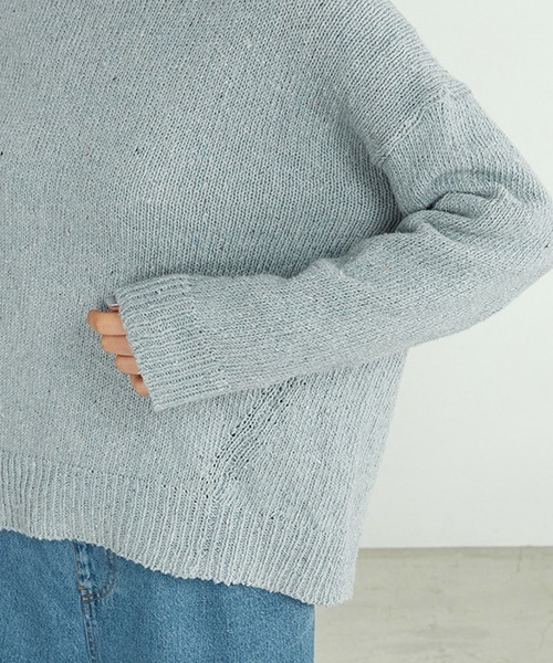 ONIGIRI(オニギリ)の「サスティナブル 春カラーニット(ニット/セーター・レディース・サックスブルー/イエロー/オレンジ/アイボリー・FREE)」の17枚目の写真