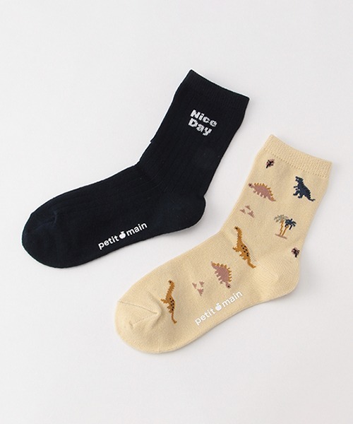 petit main(プティマイン)の「アソートクルーソックス2Pセット(ソックス/靴下・キッズ・ネイビー/オフホワイト/サックスブルー/イエロー/ライトピンク・SS/S/M/L)」の3枚目の写真