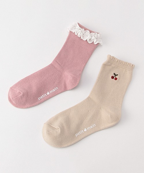 petit main(プティマイン)の「アソートクルーソックス2Pセット(ソックス/靴下・キッズ・ネイビー/オフホワイト/サックスブルー/イエロー/ライトピンク・SS/S/M/L)」の5枚目の写真