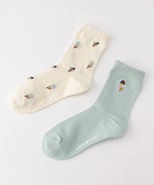 petit main(プティマイン)の「アソートクルーソックス2Pセット(ソックス/靴下・キッズ・ネイビー/オフホワイト/サックスブルー/イエロー/ライトピンク・SS/S/M/L)」の4枚目の写真