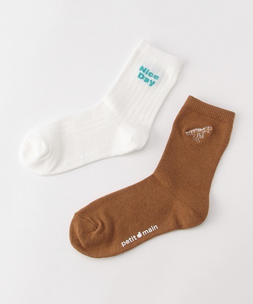petit main(プティマイン)の「アソートクルーソックス2Pセット(ソックス/靴下・キッズ・ネイビー/オフホワイト/サックスブルー/イエロー/ライトピンク・SS/S/M/L)」の1枚目の写真