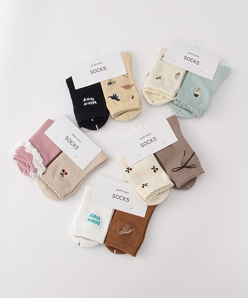 petit main(プティマイン)の「アソートクルーソックス2Pセット(ソックス/靴下・キッズ・ネイビー/オフホワイト/サックスブルー/イエロー/ライトピンク・SS/S/M/L)」の10枚目の写真