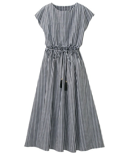 GeeRA（ジーラ）の「綿100％ギャザーフレアーワンピース（ワンピース・レディース・パープル/ブラック/チェック・SMALL/LARGE/XX-LARGE/MEDIUM/X-LARGE）」の12枚目の写真