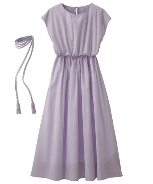 GeeRA（ジーラ）の「綿100％ギャザーフレアーワンピース（ワンピース・レディース・パープル/ブラック/チェック・SMALL/LARGE/XX-LARGE/MEDIUM/X-LARGE）」の8枚目の写真