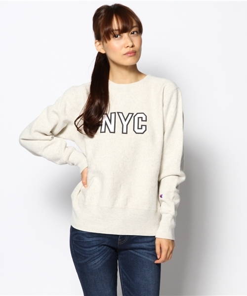 CIAOPANIC（チャオパニック）の「【Champion×Ciaopanic】CREWNECKSWEAT（スウェット・レディース・グレー/ネイビー/オフホワイト・SMALL）」の2枚目の写真