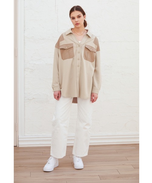 ALEXIA STAM(アリシアスタン)の「Contrast Double Pocket Shirt Jacket/コントラストダブルポケットシャツジャケット(その他アウター・レディース・チャコールグレー/ベージュ・FREE)」の20枚目の写真