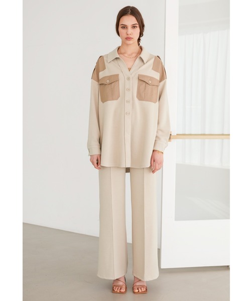 ALEXIA STAM(アリシアスタン)の「Contrast Double Pocket Shirt Jacket/コントラストダブルポケットシャツジャケット(その他アウター・レディース・チャコールグレー/ベージュ・FREE)」の11枚目の写真