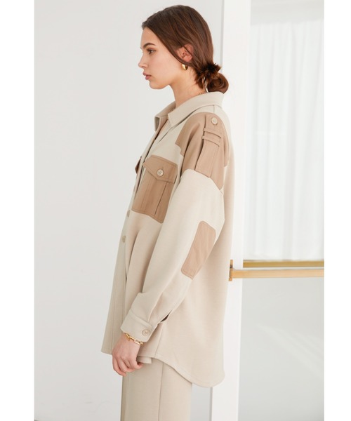ALEXIA STAM(アリシアスタン)の「Contrast Double Pocket Shirt Jacket/コントラストダブルポケットシャツジャケット(その他アウター・レディース・チャコールグレー/ベージュ・FREE)」の8枚目の写真