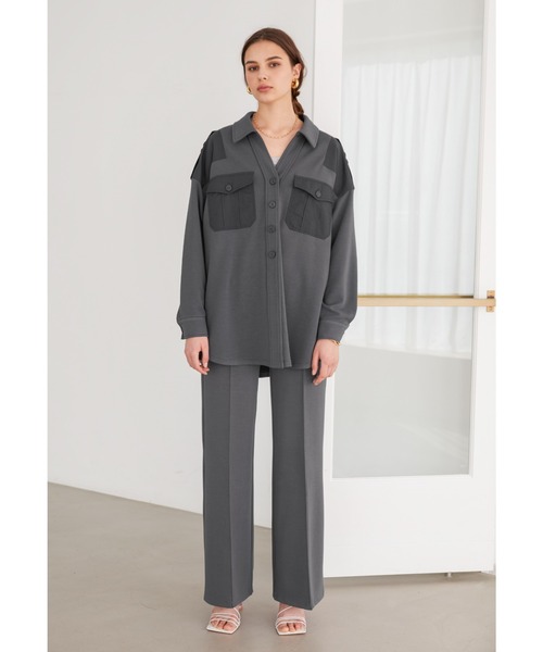 ALEXIA STAM(アリシアスタン)の「Contrast Double Pocket Shirt Jacket/コントラストダブルポケットシャツジャケット(その他アウター・レディース・チャコールグレー/ベージュ・FREE)」の10枚目の写真