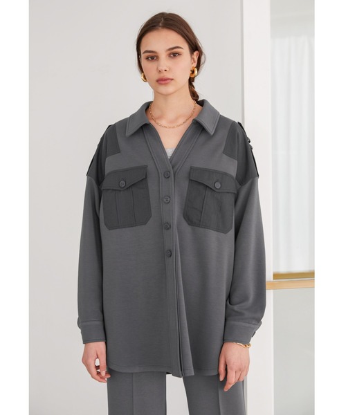 ALEXIA STAM(アリシアスタン)の「Contrast Double Pocket Shirt Jacket/コントラストダブルポケットシャツジャケット(その他アウター・レディース・チャコールグレー/ベージュ・FREE)」の3枚目の写真