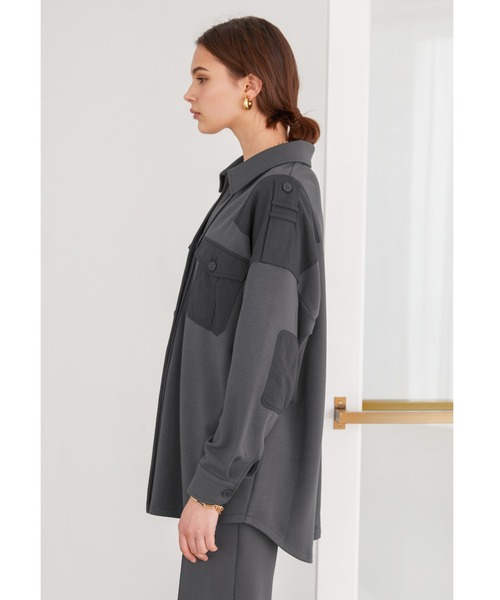 ALEXIA STAM(アリシアスタン)の「Contrast Double Pocket Shirt Jacket/コントラストダブルポケットシャツジャケット(その他アウター・レディース・チャコールグレー/ベージュ・FREE)」の7枚目の写真