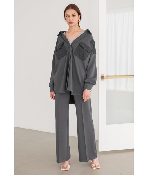 ALEXIA STAM(アリシアスタン)の「Contrast Double Pocket Shirt Jacket/コントラストダブルポケットシャツジャケット(その他アウター・レディース・チャコールグレー/ベージュ・FREE)」の17枚目の写真