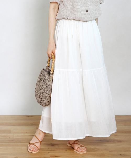 Crisp（クリスプ）の「フリルティアードスカート（スカート・レディース・ホワイト/カーキ/マスタード・FREE）」の2枚目の写真