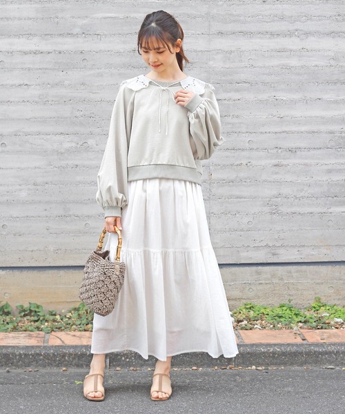 Crisp（クリスプ）の「フリルティアードスカート（スカート・レディース・ホワイト/カーキ/マスタード・FREE）」の19枚目の写真