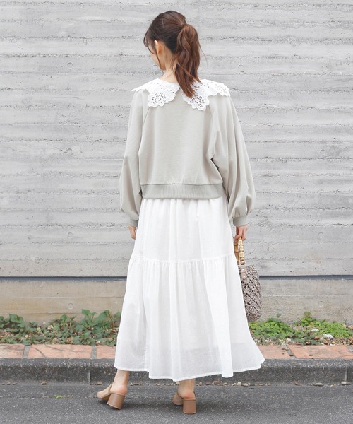 Crisp（クリスプ）の「フリルティアードスカート（スカート・レディース・ホワイト/カーキ/マスタード・FREE）」の11枚目の写真