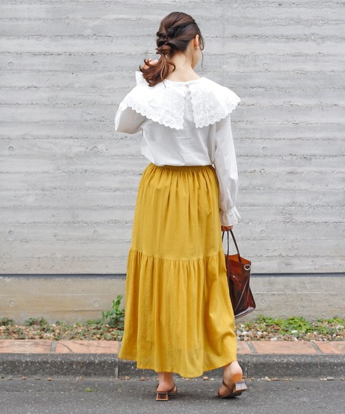 Crisp（クリスプ）の「フリルティアードスカート（スカート・レディース・ホワイト/カーキ/マスタード・FREE）」の16枚目の写真