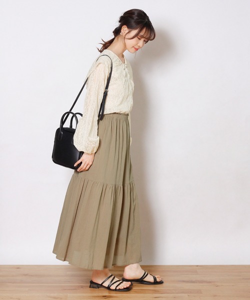 Crisp（クリスプ）の「フリルティアードスカート（スカート・レディース・ホワイト/カーキ/マスタード・FREE）」の6枚目の写真