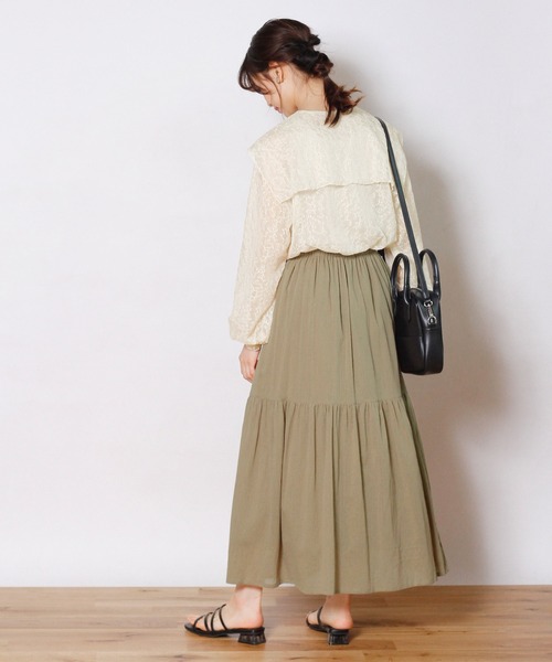 Crisp（クリスプ）の「フリルティアードスカート（スカート・レディース・ホワイト/カーキ/マスタード・FREE）」の9枚目の写真