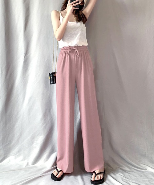 Amulet(アミュレット)の「プリーツリラックスワイドパンツ(その他パンツ・レディース・ブラック/ベージュ/ネイビー/ブラウン/グレー/ピンク/グリーン/クリーム/マスタード・M/L/XL)」の12枚目の写真