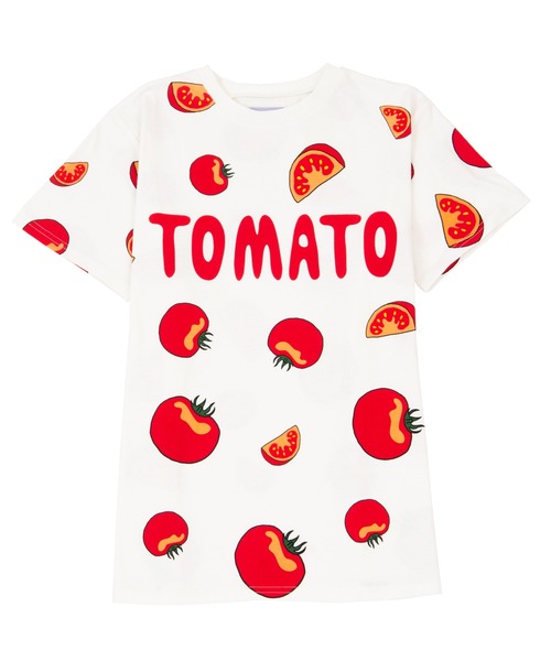 PUNYUS（プニュズ）の「フード総柄Ｔシャツ（TOMATO・KIWI・RENNYU）（Tシャツ/カットソー・レディース・ブルー/グリーン/レッド・1/2/3/4）」の5枚目の写真