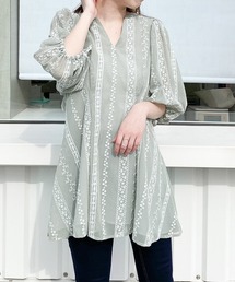 Heather | キーネックシシュウブラウス（5分袖）　948860(シャツ/ブラウス)