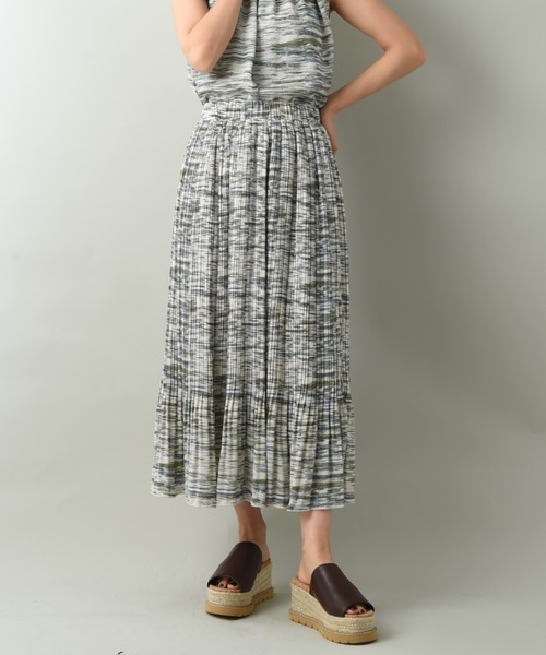 INTERPLANET（インタープラネット）の「プリントシアーギャザープリーツスカート（スカート・レディース・ブルー/オフホワイト・FREE）」の5枚目の写真