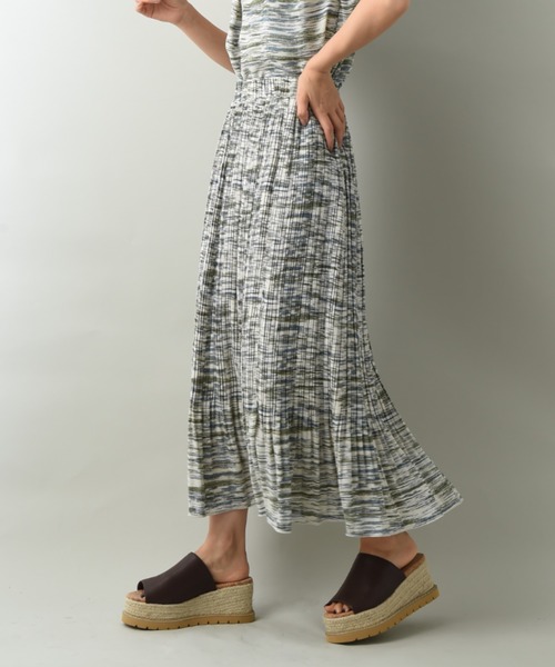 INTERPLANET（インタープラネット）の「プリントシアーギャザープリーツスカート（スカート・レディース・ブルー/オフホワイト・FREE）」の6枚目の写真