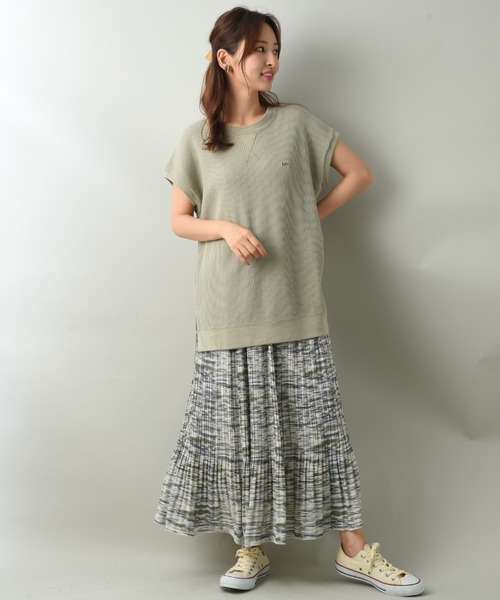 INTERPLANET（インタープラネット）の「プリントシアーギャザープリーツスカート（スカート・レディース・ブルー/オフホワイト・FREE）」の15枚目の写真