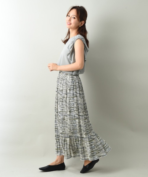 INTERPLANET（インタープラネット）の「プリントシアーギャザープリーツスカート（スカート・レディース・ブルー/オフホワイト・FREE）」の11枚目の写真