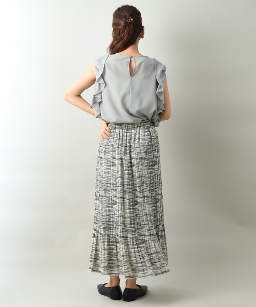 INTERPLANET（インタープラネット）の「プリントシアーギャザープリーツスカート（スカート・レディース・ブルー/オフホワイト・FREE）」の12枚目の写真