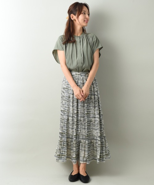 INTERPLANET（インタープラネット）の「プリントシアーギャザープリーツスカート（スカート・レディース・ブルー/オフホワイト・FREE）」の13枚目の写真