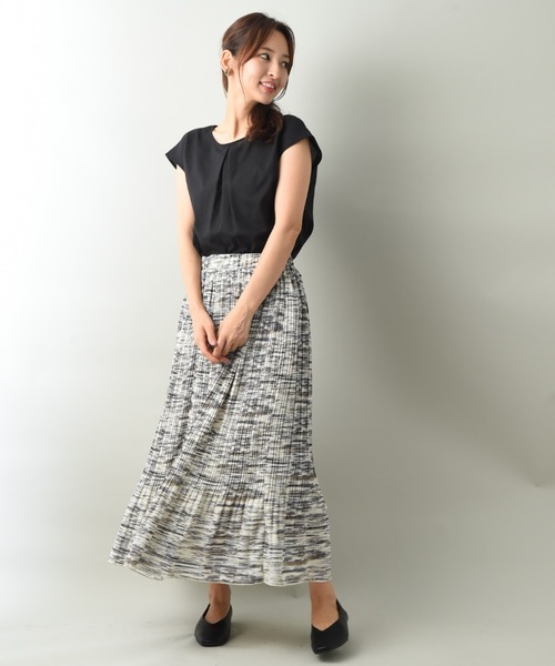 INTERPLANET（インタープラネット）の「プリントシアーギャザープリーツスカート（スカート・レディース・ブルー/オフホワイト・FREE）」の22枚目の写真