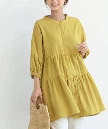 rps | バンドカラーティアード前開き6分袖ブラウス(シャツ/ブラウス)