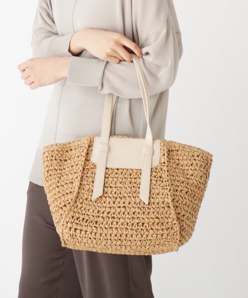 OPAQUE.CLIP（オペークドットクリップ）の「◆ペーパー合皮コンビリボントート（トートバッグ・レディース・キャメル/オフホワイト・00）」の2枚目の写真