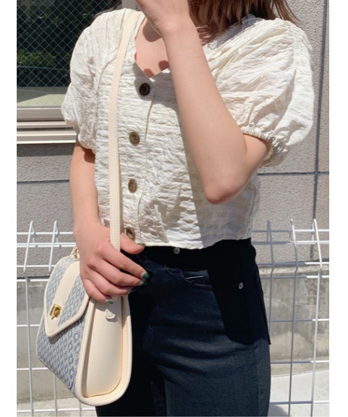 MOUSSY（マウジー）の「PUFF SLEEVE CHECK CROP トップス（シャツ/ブラウス・レディース・パープル/ブラウン/アイボリー・1/2）」の18枚目の写真