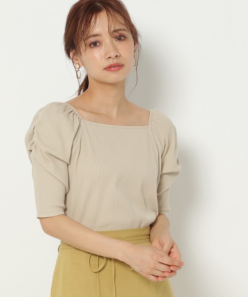 mysty woman（ミスティウーマン）の「パワショル2WAYショートスリーブ 950570（Tシャツ/カットソー・レディース・ブラック/オフホワイト/カーキ/ライトベージュ・FREE）」の3枚目の写真