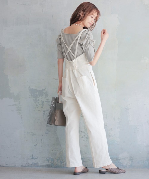 mysty woman（ミスティウーマン）の「パワショル2WAYショートスリーブ 950570（Tシャツ/カットソー・レディース・ブラック/オフホワイト/カーキ/ライトベージュ・FREE）」の8枚目の写真