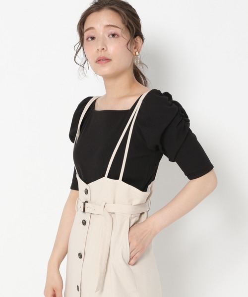 mysty woman（ミスティウーマン）の「パワショル2WAYショートスリーブ 950570（Tシャツ/カットソー・レディース・ブラック/オフホワイト/カーキ/ライトベージュ・FREE）」の12枚目の写真