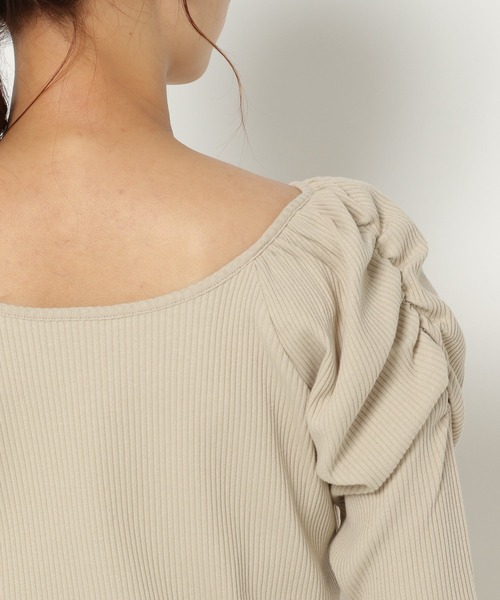 mysty woman（ミスティウーマン）の「パワショル2WAYショートスリーブ 950570（Tシャツ/カットソー・レディース・ブラック/オフホワイト/カーキ/ライトベージュ・FREE）」の10枚目の写真