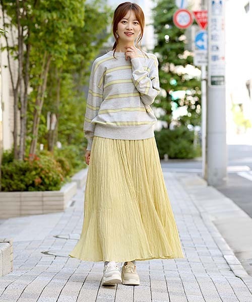 チチカカ（チチカカ）の「ヴィンテージボーダーニットプルオーバー（ニット/セーター・レディース・パープル/グレー/グリーン・FREE）」の4枚目の写真