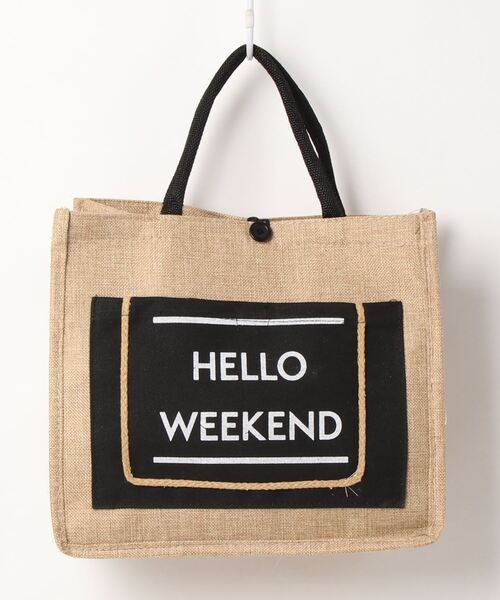 Anuenue（アヌエヌエ）の「レディースショルダートート HelloWeekend"ロゴバッグ"（トートバッグ・レディース・ホワイト/ブラック/グリーン・FREE）」の4枚目の写真