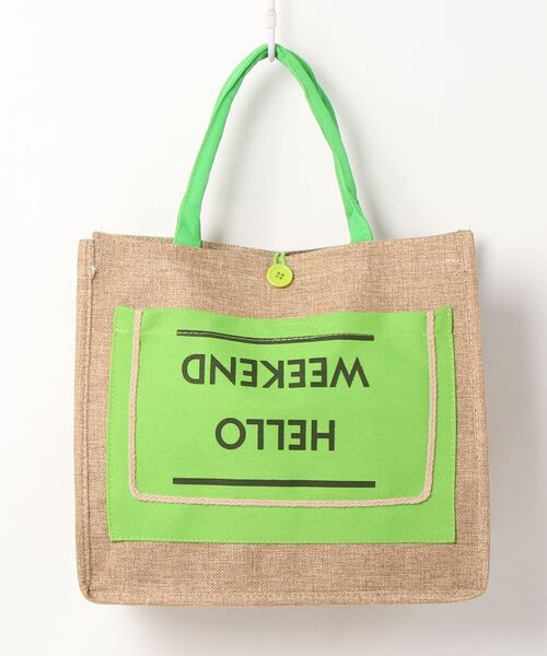 Anuenue（アヌエヌエ）の「レディースショルダートート HelloWeekend"ロゴバッグ"（トートバッグ・レディース・ホワイト/ブラック/グリーン・FREE）」の6枚目の写真