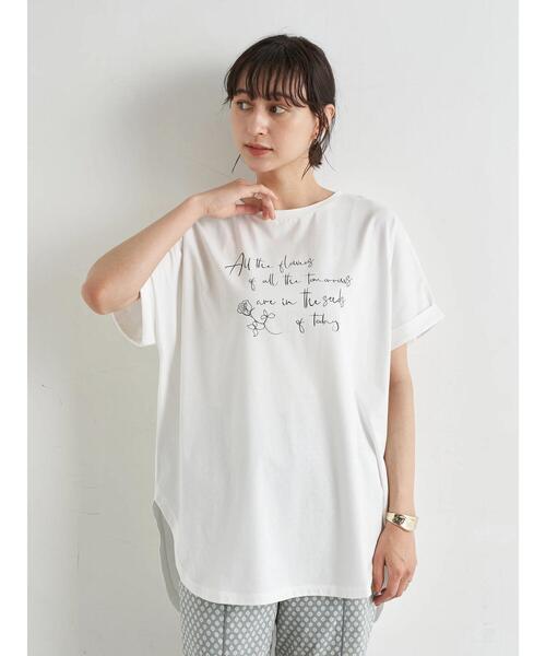 earth music&ecology(アースミュージックアンドエコロジー)の「All the flowers ドルマンチュニック *(Tシャツ/カットソー・レディース・ブラック/オフホワイト・FREE)」の3枚目の写真