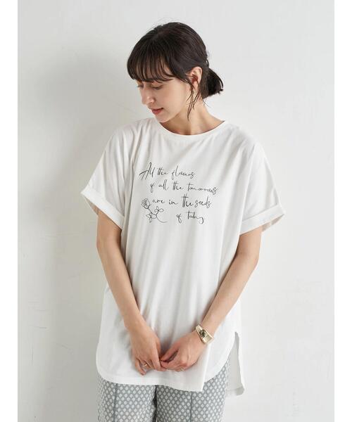 earth music&ecology(アースミュージックアンドエコロジー)の「All the flowers ドルマンチュニック *(Tシャツ/カットソー・レディース・ブラック/オフホワイト・FREE)」の5枚目の写真